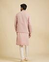 Manyavar Men Dusty Pink Classic Plain Nehru Jacket
