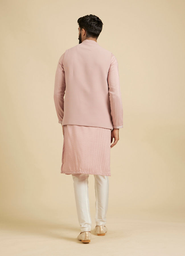 Manyavar Men Dusty Pink Classic Plain Nehru Jacket