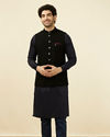 alt message - Manyavar Men Midnight Black Textured Jacket image number 2