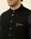 Manyavar Men Midnight Black Textured Jacket