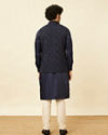 Manyavar Men Royal Blue Bel Buti Patterned Jacket