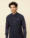 Royal Blue Bel Buti Patterned Jacket image number 0