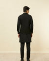 alt message - Manyavar Men Ebony Black Bel Buti Patterned Jacket image number 3