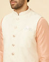 Manyavar Men Cream Marble Print Jacket