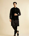 alt message - Manyavar Men Ebony Black Self-Textured Nehru Jacket image number 2