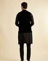 Manyavar Men Ebony Black Self Textured Nehru Jacket