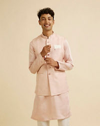 Manyavar Men Pink Victorian Patterned Nehru Jacket