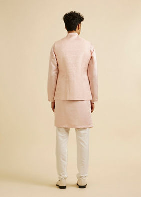 alt message - Manyavar Men Pink Victorian Patterned Nehru Jacket image number 4