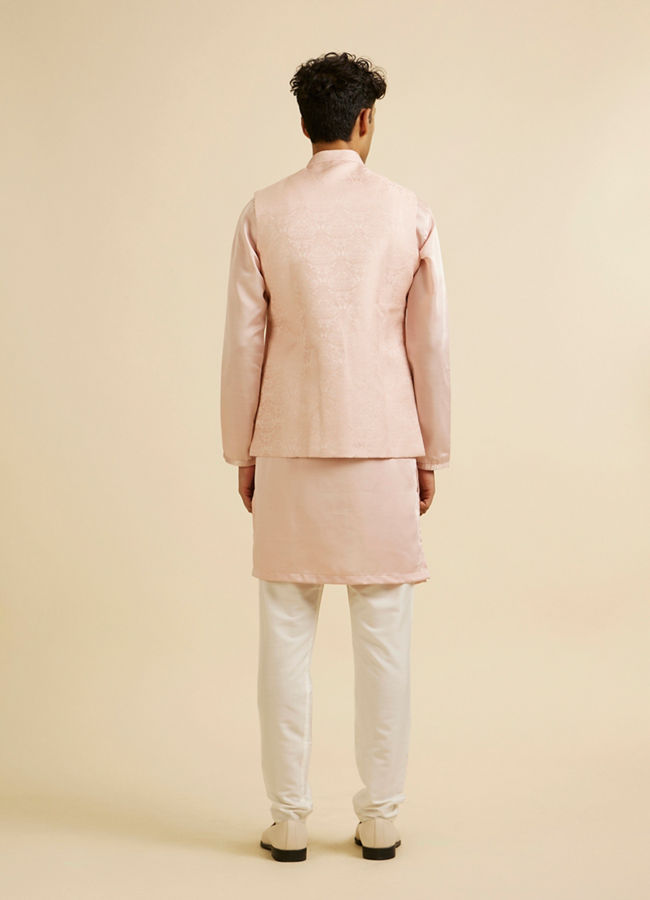 Manyavar Men Pink Victorian Patterned Nehru Jacket