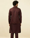 alt message - Manyavar Men Mauve Wine Bel Buti Patterned Jacket image number 3