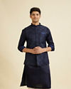 Manyavar Men Regal Dark Blue Nehru Jacket
