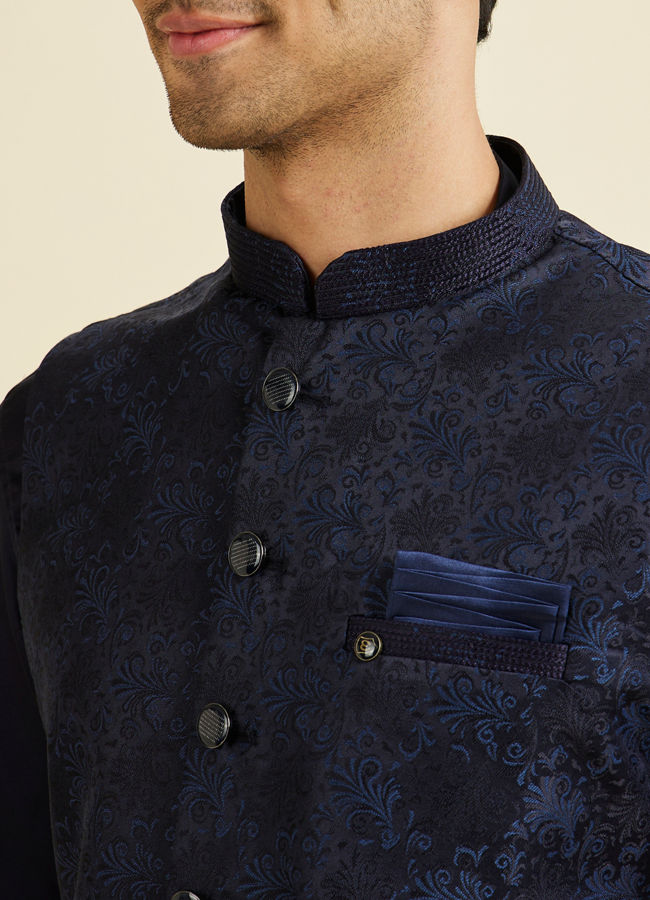 Manyavar Men Regal Dark Blue Nehru Jacket