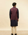 Manyavar Men Wine Sprig Patterned Jacket