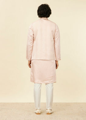 alt message - Manyavar Men Shell Pink Imperial Patterned Nehru Jacket image number 3