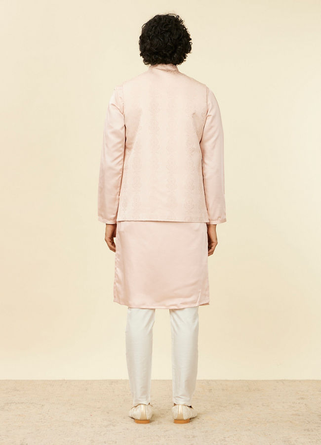 Manyavar Men Shell Pink Imperial Patterned Nehru Jacket