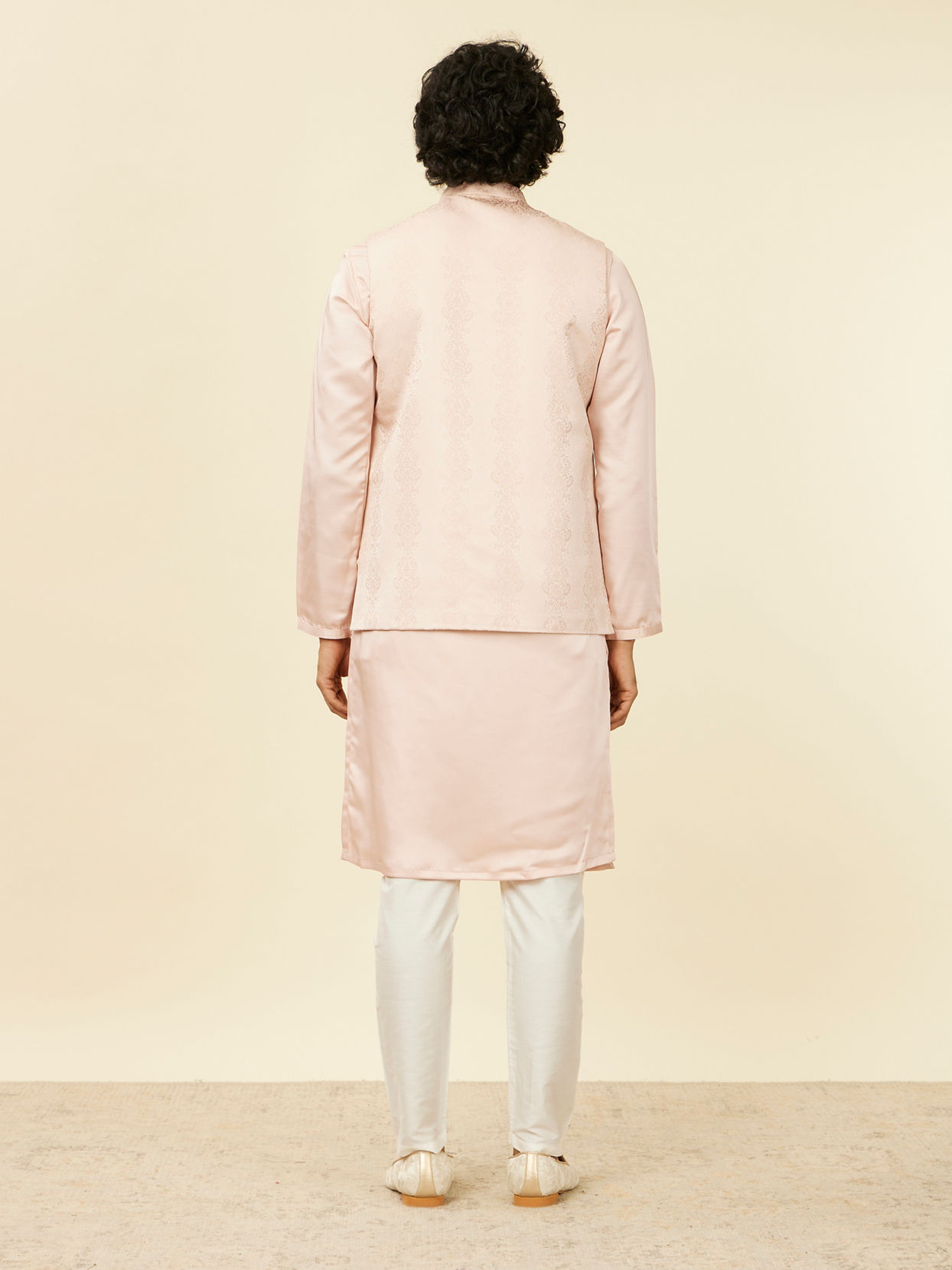 Manyavar Men Shell Pink Imperial Patterned Nehru Jacket