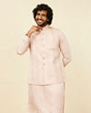 alt message - Manyavar Men Shell Pink Imperial Patterned Nehru Jacket image number 0