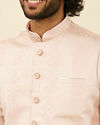 alt message - Manyavar Men Shell Pink Imperial Patterned Nehru Jacket image number 1