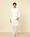 Manyavar Men Warm White Imperial Jaal Patterned Jacket