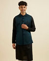 Manyavar Men Teal Green Jaal Patterned Jacket