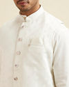 Manyavar Men Warm White Ditsy Floral Print Jacket