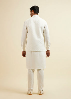 alt message - Manyavar Men Warm White Ditsy Floral Print Jacket image number 3