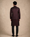 Manyavar Men Wine Brocade Nehru Jacket with Self-Texture