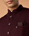 Manyavar Men Wine Elegance Nehru Jacket