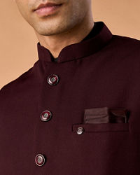 Manyavar Men Wine Elegance Nehru Jacket