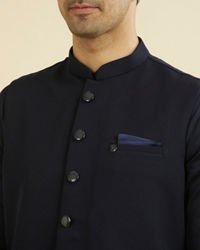 Manyavar Men Elegant Dark Blue Nehru Jacket