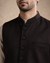 Manyavar Men Brown Blended Rayon Nehru Jacket