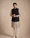 Manyavar Men Brown Blended Rayon Nehru Jacket