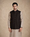 Manyavar Men Brown Blended Rayon Nehru Jacket