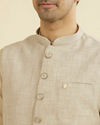 Manyavar Men Natural Beige Nehru Jacket