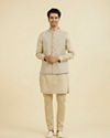 Manyavar Men Natural Beige Nehru Jacket