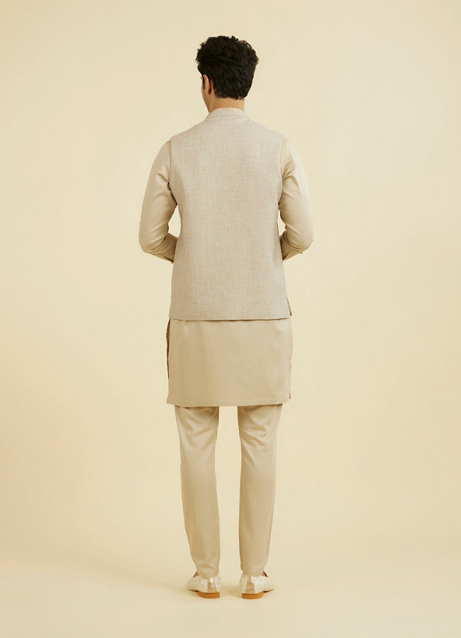 Manyavar Men Natural Beige Nehru Jacket