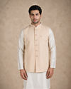 Manyavar Men Beige Blended Rayon Nehru Jacket with Pocket Pin