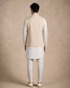 Manyavar Men Beige Blended Rayon Nehru Jacket with Pocket Pin