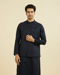 Manyavar Men Dark Blue Nehru Jacket