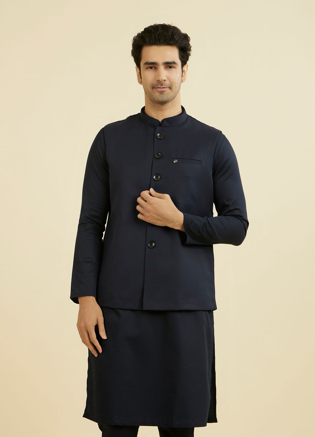 Manyavar Men Dark Blue Nehru Jacket