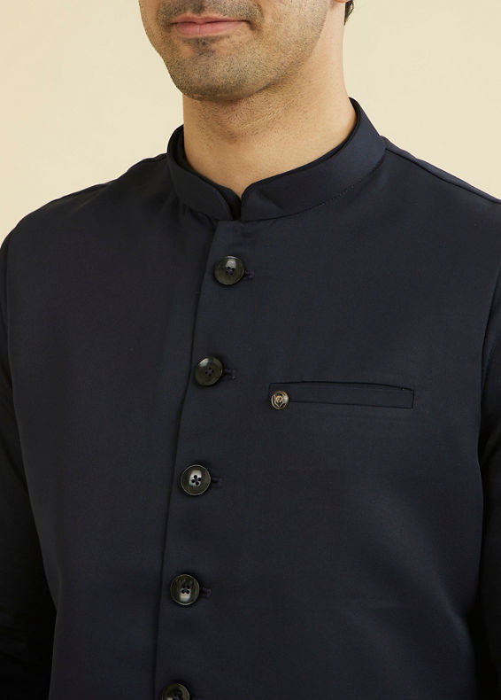 Manyavar Men Dark Blue Nehru Jacket