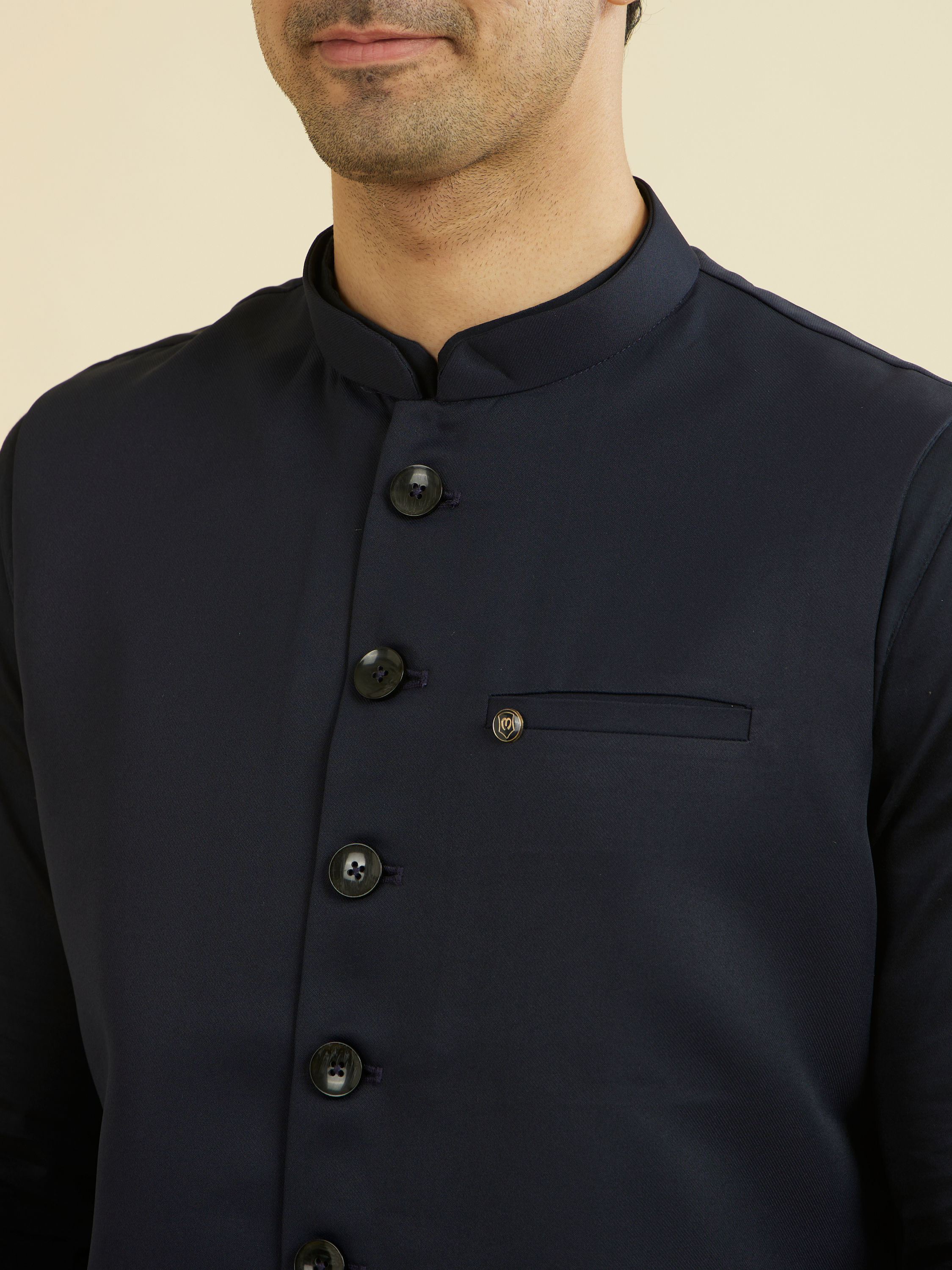 Manyavar Men Dark Blue Nehru Jacket