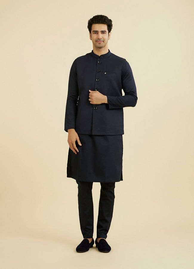 Manyavar Men Dark Blue Nehru Jacket