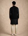 Manyavar Men Black Blended Rayon Nehru Jacket with Embroidery