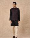 Manyavar Men Black Brocade Nehru Jacket