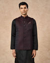 Manyavar Men Black Brocade Nehru Jacket
