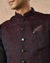 Manyavar Men Black Brocade Nehru Jacket