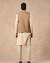 Manyavar Men Fawn Blended Rayon Nehru Jacket