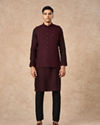Manyavar Men Wine Blended Rayon Nehru Jacket with Pocket Pin