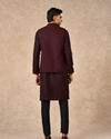 Manyavar Men Wine Blended Rayon Nehru Jacket with Pocket Pin